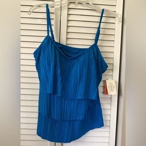 NEW ST JOHNS BAY 3TIER RUFFLE TANKINI TOP SIZE 14